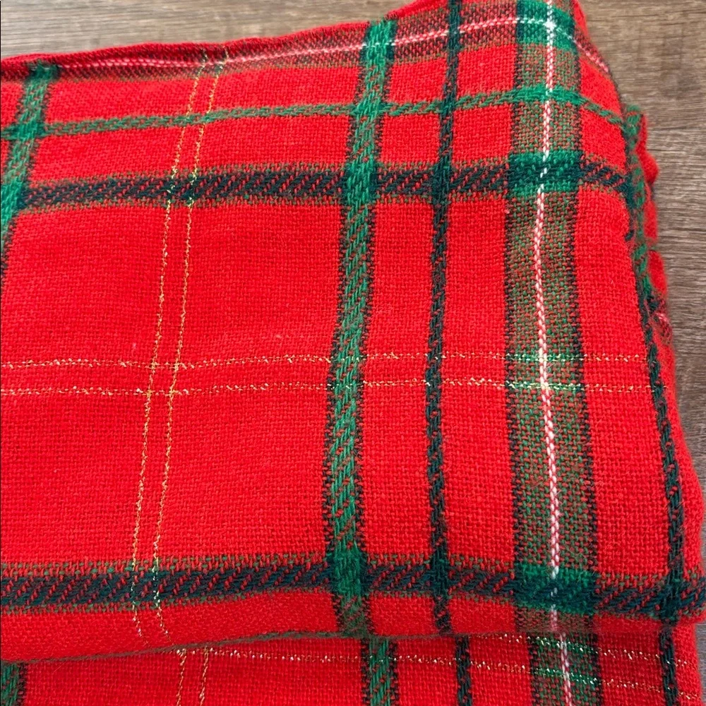 Vintage Highland Christmas Red Tartan Plaid Tablecloth 52”x70” Made USA Holiday